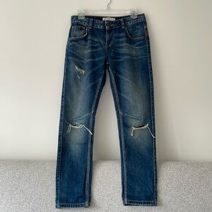 Zara Basic Z1975 Distressed Denim Jeans Size 00